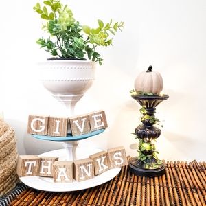 GIVE THANKS FARMHOUSE TIERED TRAY DECOR SHELF FALL
